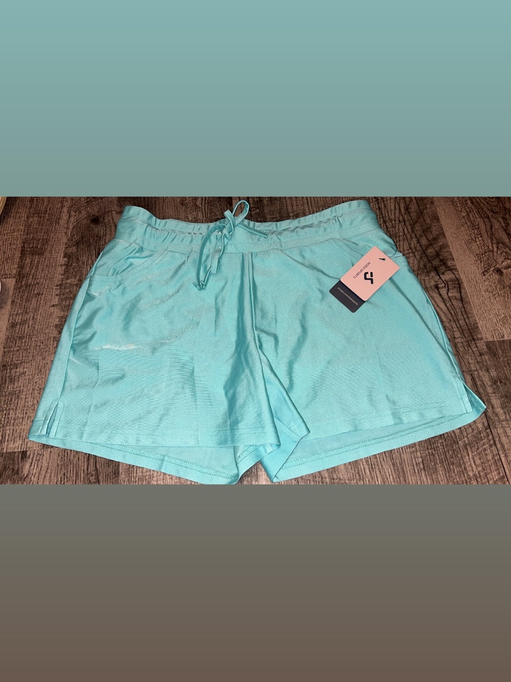 Women’s Light Teal Athletic Shorts with Drawstring Waist